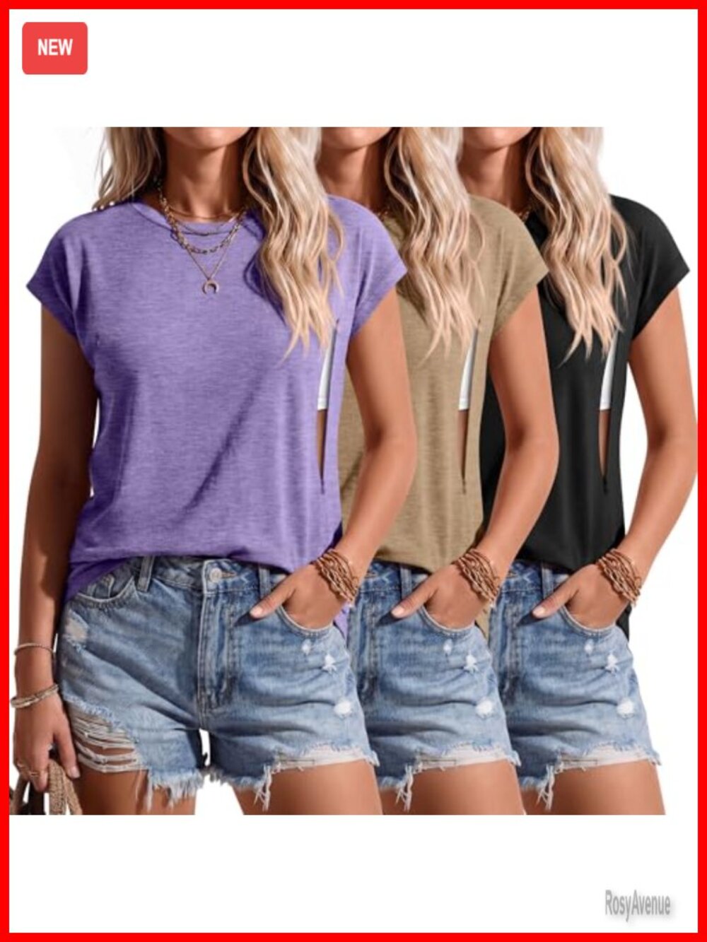 Nursing Shirts 3 Pack Cap Sleeve Hidden Zipper Breastfeeding Tops